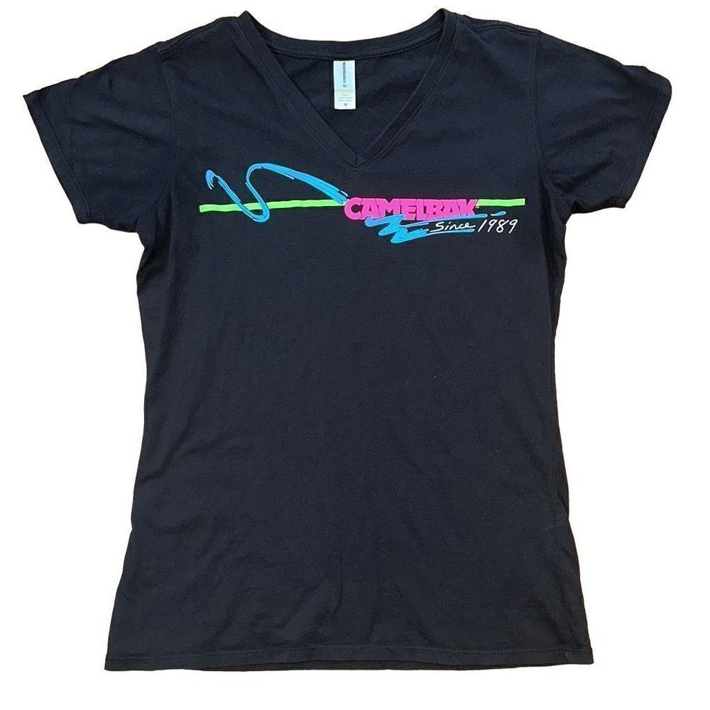 Camelbak since 1989 retro fluorescent color organic cotton t shirt size medium